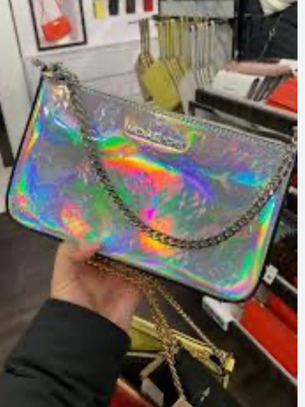 NWT Michael Kors holographic pouchette crossbody